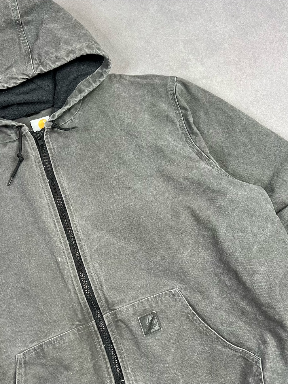 Carhartt Washed Duck Insulated Active Jacket (J130 / 104050) ) Gray Hooded - Picture 3 of 4